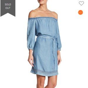 [PAIGE] Off-The-Shoulder Light Blue Dress …